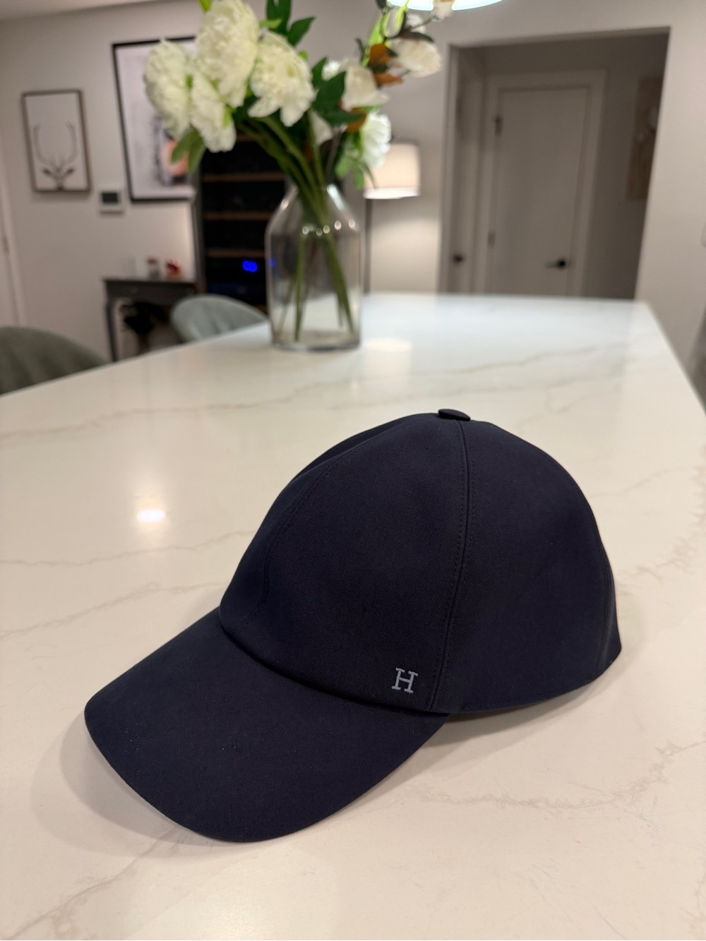Hermes Navy Riley H dot cap size 61